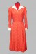 Платье коралловое с белым воротничком