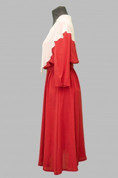 Платье красное с белым платком